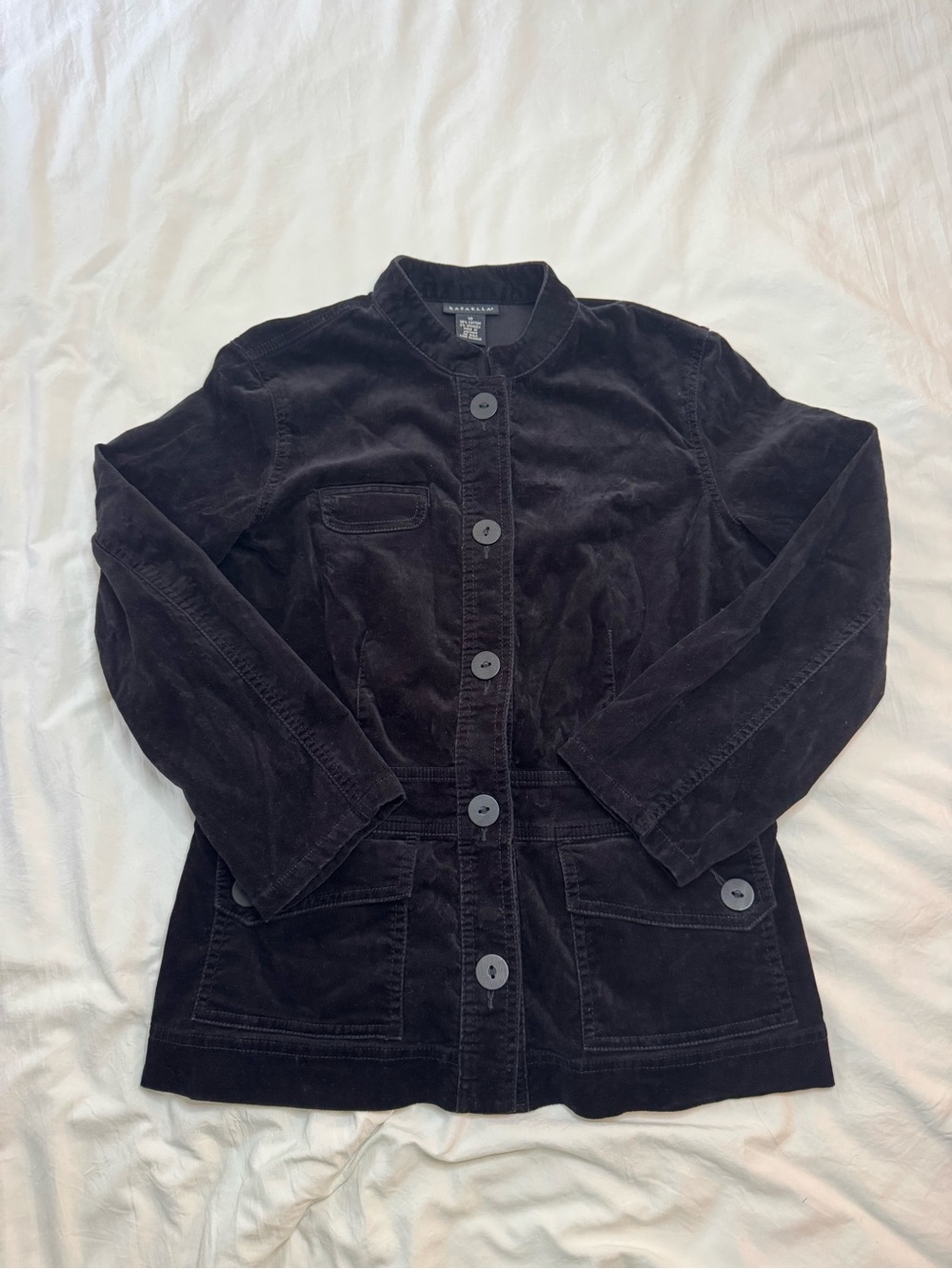 Women's Black Suede Button-Front Jacket